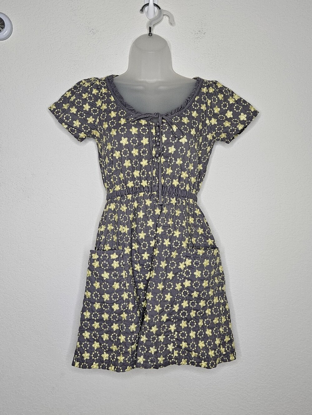 Anthropologie Nick & Mo Embroidered Babydoll Mini Dress Size S Cottagecore
